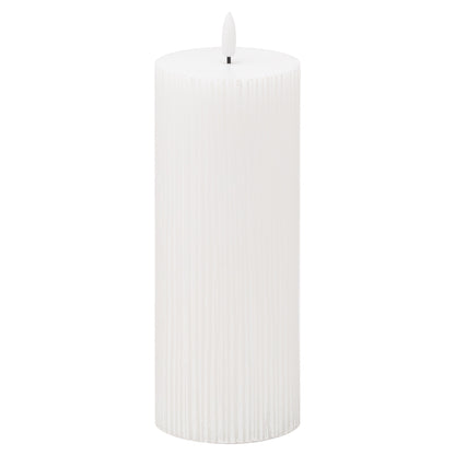 Luxe Collection Natural Glow 3x8 Textured Ribbed LED Candle
