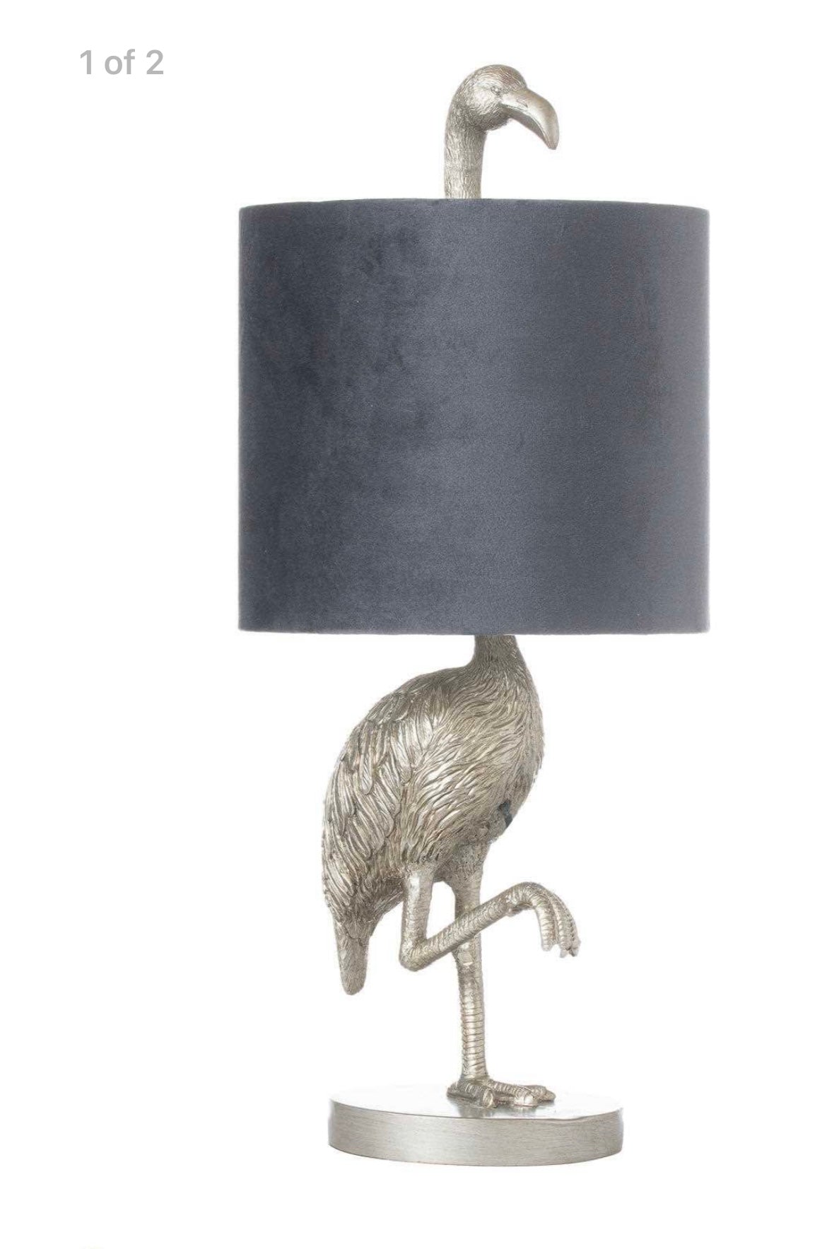 Flamingo Silver Table Lamp with Grey Shade - Unique Home Pieces